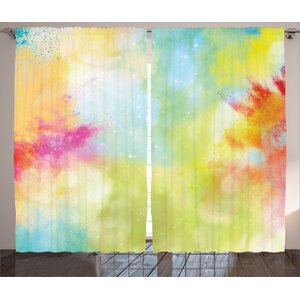 Buy Dahlquist Colorful Home Cloudy Milky Way Like Blur Smokey Color Explosion Dust Powder Art Boho Print Graphic Print & Text Semi-Sheer Rod Pocket Curtain Panels (Set of 2)!
