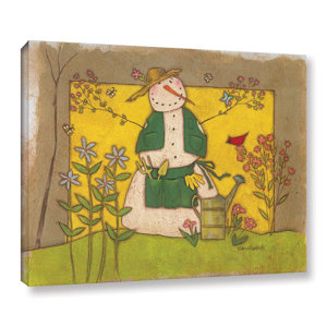 'Seasonal Snowman' by Anne Tavoletti Painting Print on Wrapped Canvas