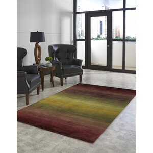 Karela Hand Knotted Wool Burgundy Ombre Area Rug