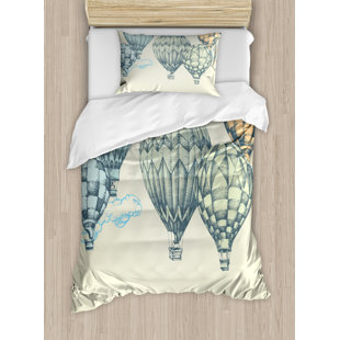 Hot Air Balloon Bedding Wayfair Vintage Hot Air Balloons In Soft Tone Fly Sky Lighter Than High Tourism Artful Duvet Cover Set