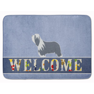 Bearded Collie Welcome Memory Foam Bath Rug