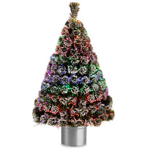 Fiber Optics 4 Green White Artificial Christmas Tree LED Multi Colored Lights With Base Fiber Optics 4 Green White Artificial Christmas Tree LED Multi Colored Lights With Base