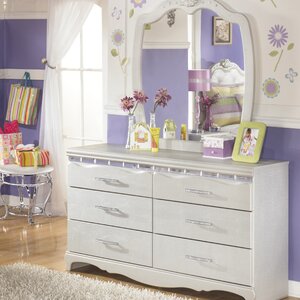 Sylvia 6 Drawer Double Dresser with Mirror