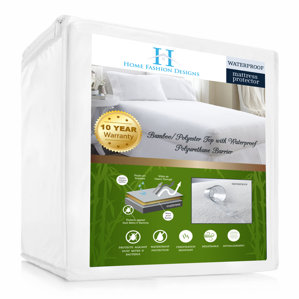 Aleena Deep Pocket Fitted Hypoallergenic Waterproof Mattress Protector by Home Fashion Designs