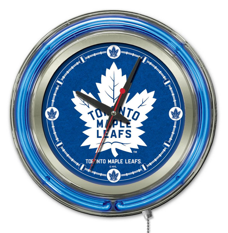 Holland Bar Stool NHL 15" Double Neon Ring Logo Wall Clock & Reviews