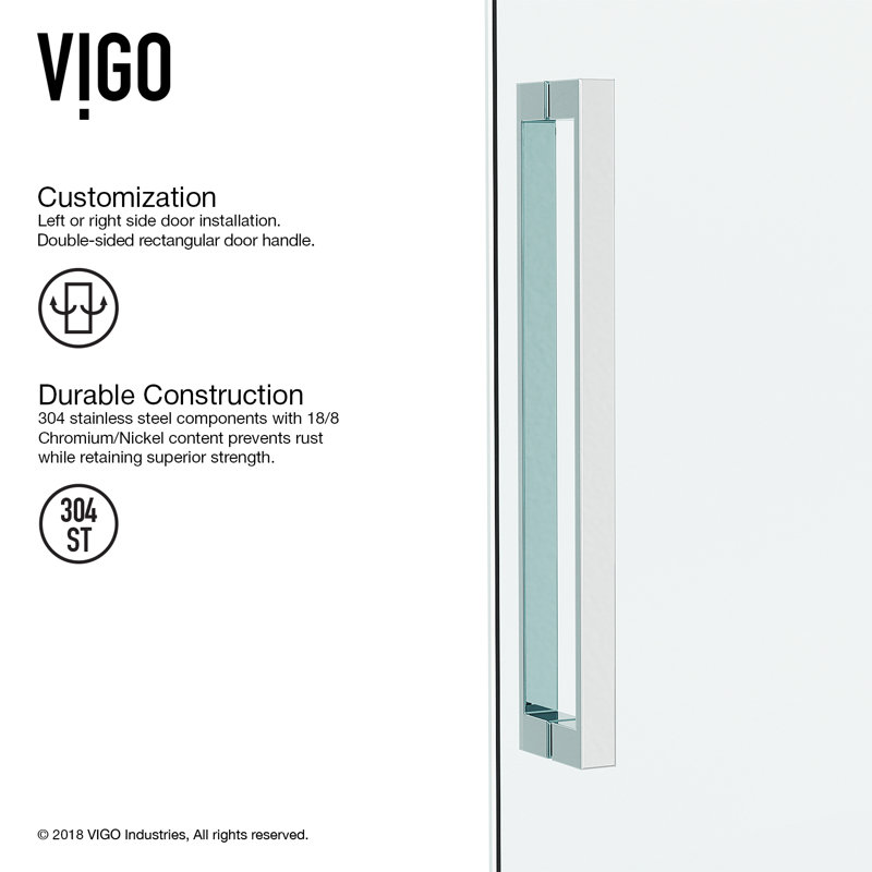 Seneca Adjustable 72 75 X 74 Hinged Frameless Shower Door