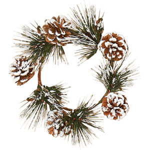 Snowy Pine and Cone Candle Ring (Set of 2)