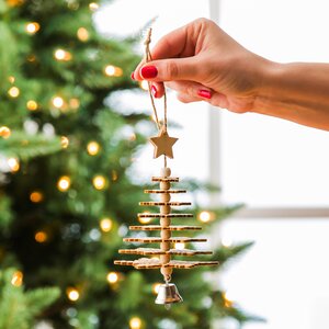 Wood Christmas Tree 3D Hanging Figurine