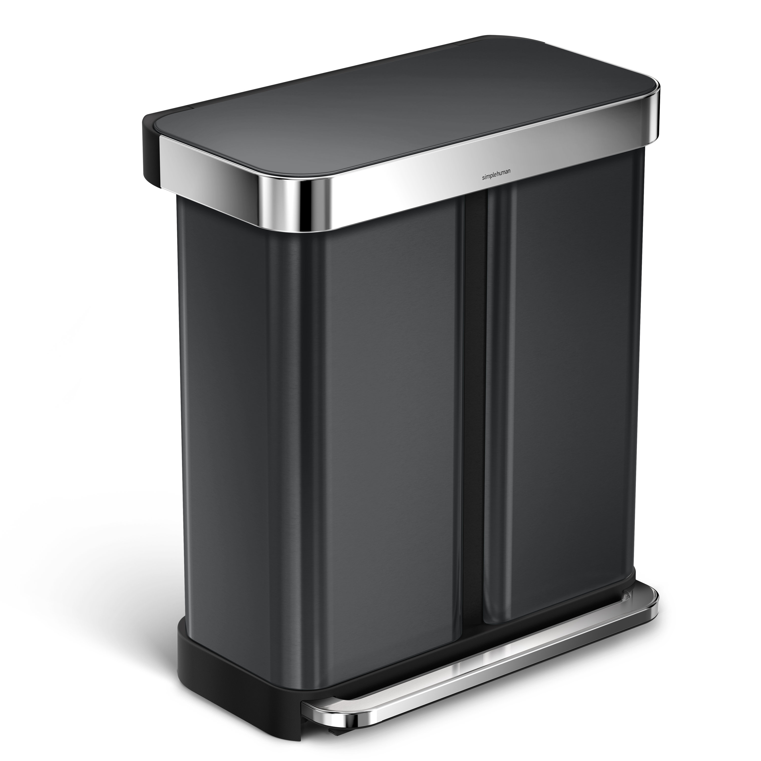 Simplehuman 58 Liter Dual Compartment Rectangular Step Stainless Simplehuman 58 Liter Dual Compartment Rectangular Step Stainless Steel Trash Can With Liner Pocket Recycling Reviews Wayfair