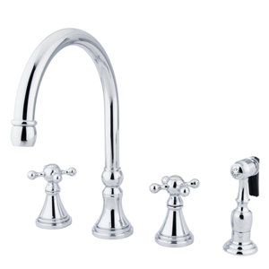 Governor Double Handle Deck Mount Kitchen Faucet with Side Spray