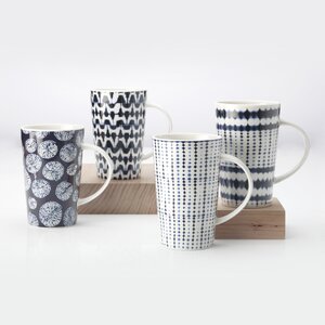 4 Piece Shibori Coffee Mug Set