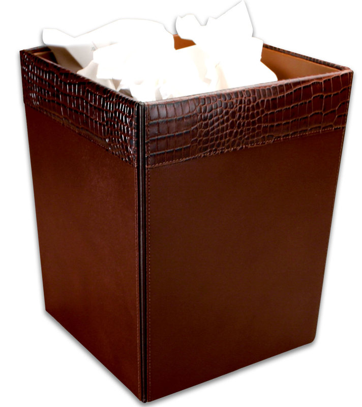 Dacasso 2000 Series Crocodile Embossed Leather 3.5 Gallon Waste Basket