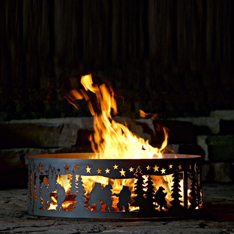 Dancing Bear Steel Wood Burning Fire Ring