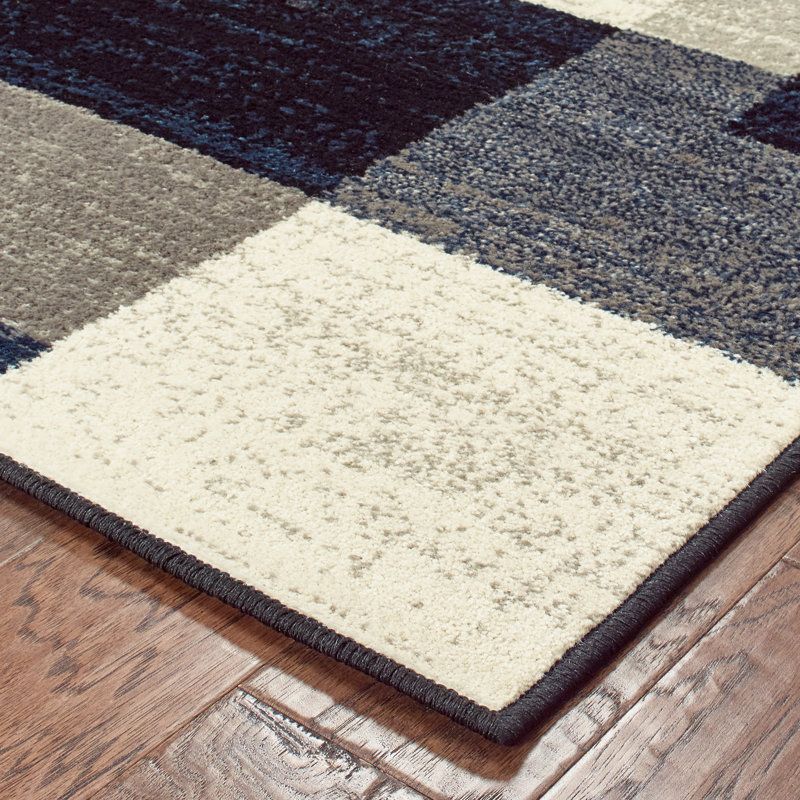 Orren Ellis Taira Block Blue/Gray Area Rug & Reviews Wayfair