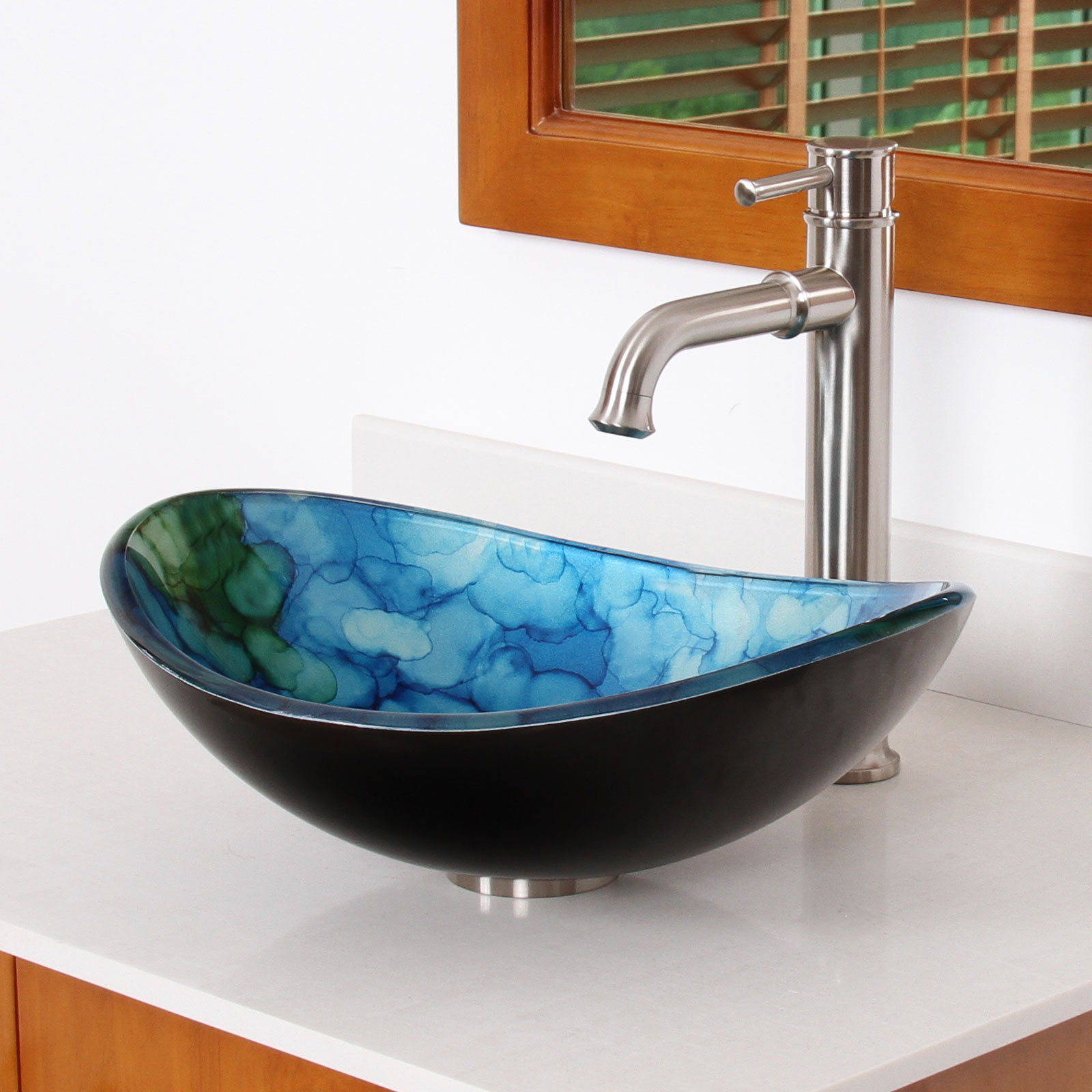 Elite Hand Painted Watercolor Boat Gl Oval Vessel Bathroom Sink Elite Hand Painted Watercolor Boat Gl Oval Vessel Bathroom Sink Wayfair