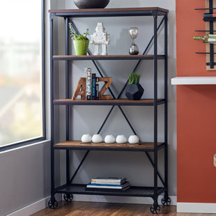 Bookcase Wheels Wayfair Corvus Etagere Bookcase