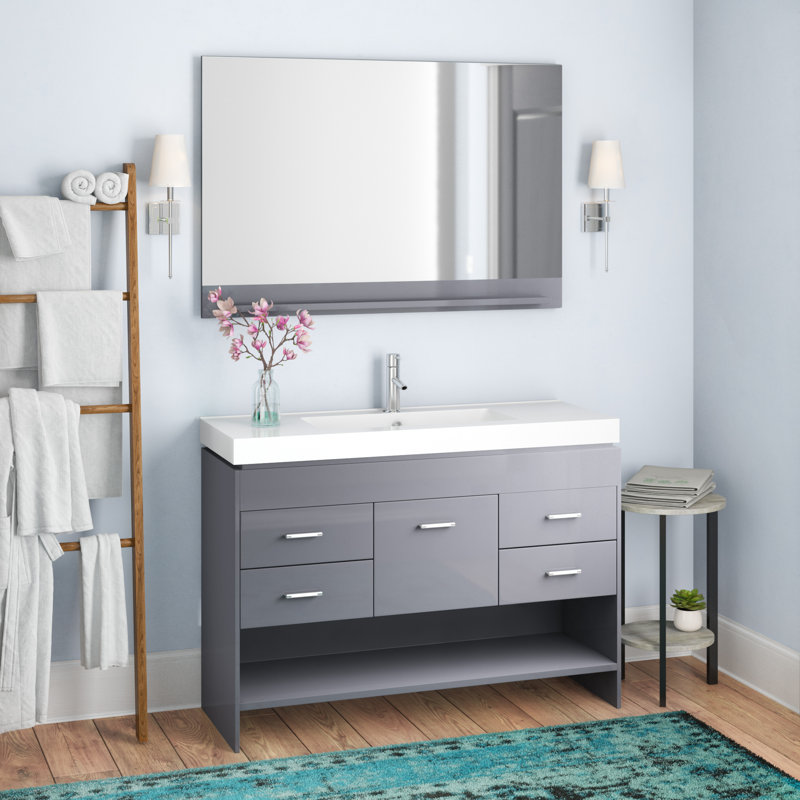 Frausto 47 Single Bathroom Vanity Set With Ceramic Top And Mirror Frausto 47 Single Bathroom Vanity Set With Ceramic Top And Mirror
