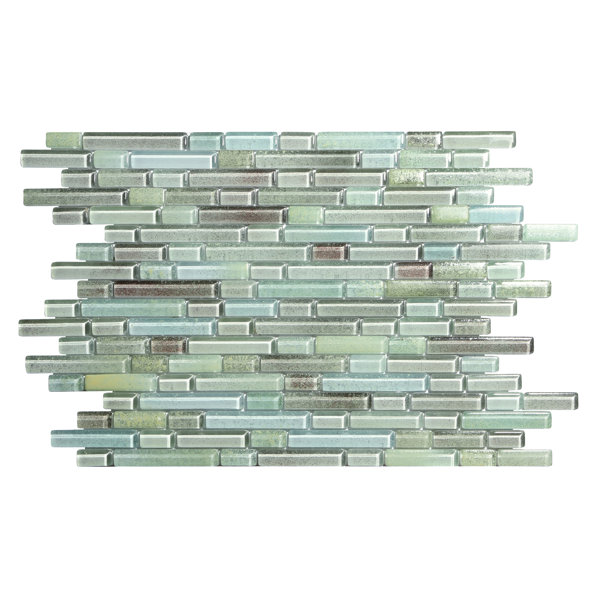 Kellani Hi Fi Offset Linear Random Sized Gl Mosaic Tile In Blue Kellani Hi Fi Offset Linear Random Sized Gl Mosaic Tile In Blue Green Gray Wayfair