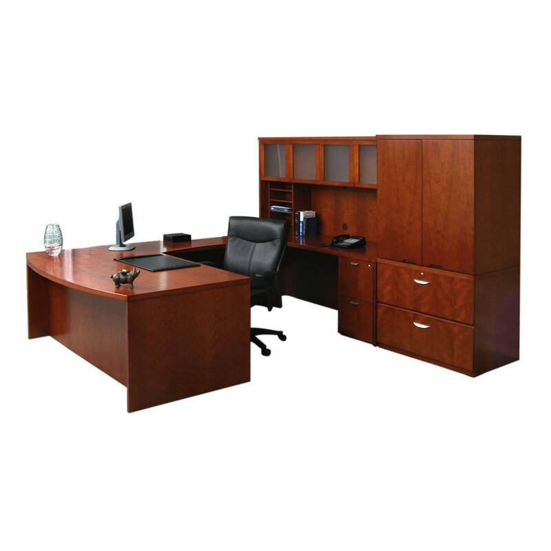 Mayline Mira Series U-Shape Executive Desk with Hutch | Wayfair