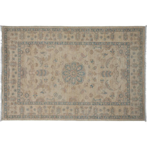 Oushak Hand-Knotted Beige Area Rug