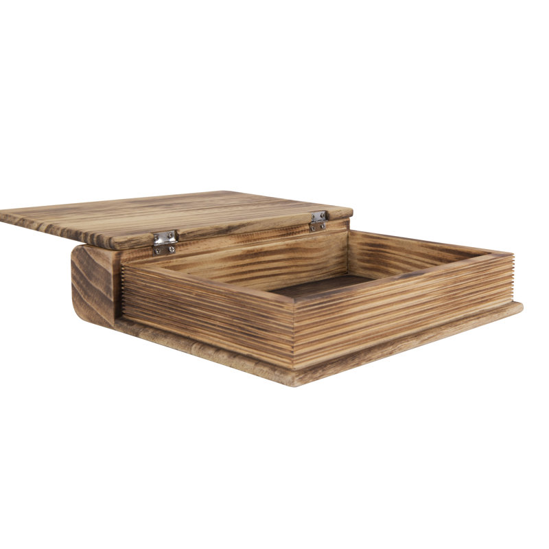 Union Rustic Solana Wood Book Shaped Box Container Wayfair Solana Wood Book Shaped Box Container