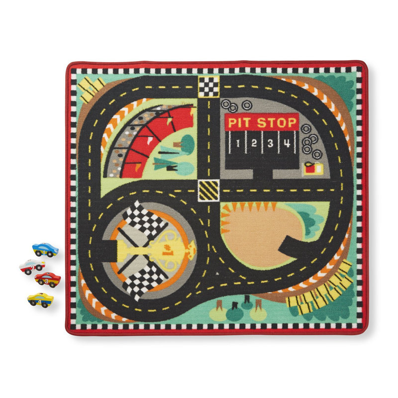 Melissa & Doug Round the Speedway Race Track 5 Piece Floor Mat Set