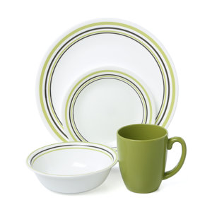Livingware Garden Sketch Bands 16 Piece Dinnerware Set, Service for 4