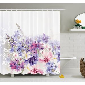 Burma Pink Purple Flowers Shower Curtain