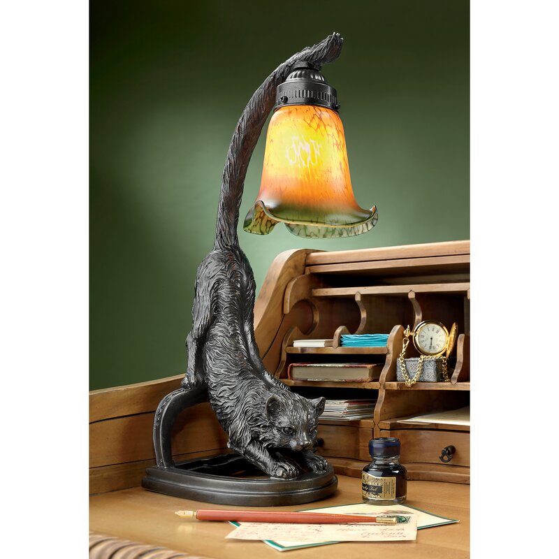 Design Toscano Crouching Cat 18&quot; Arched Table Lamp &amp; Reviews Wayfair