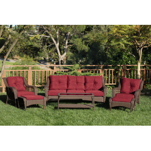 Red Suede Sofa Set Wayfair Herrin 6 Piece Rattan Sofa Set With Cushions