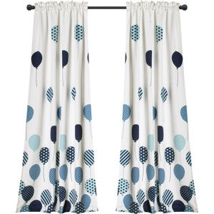 Akira Graphic Print & Text Blackout Rod Pocket Curtain Panels (Set of 2)