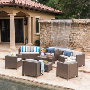 Ballew Outdoor Wicker 8 Piece Deep Seating Group with Cushions