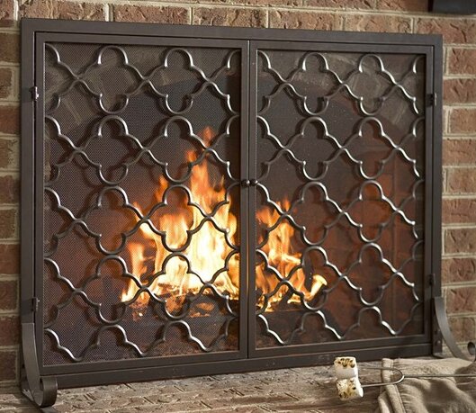 Plow & Hearth Geometric Single Panel Steel Fireplace Screen & Reviews ...