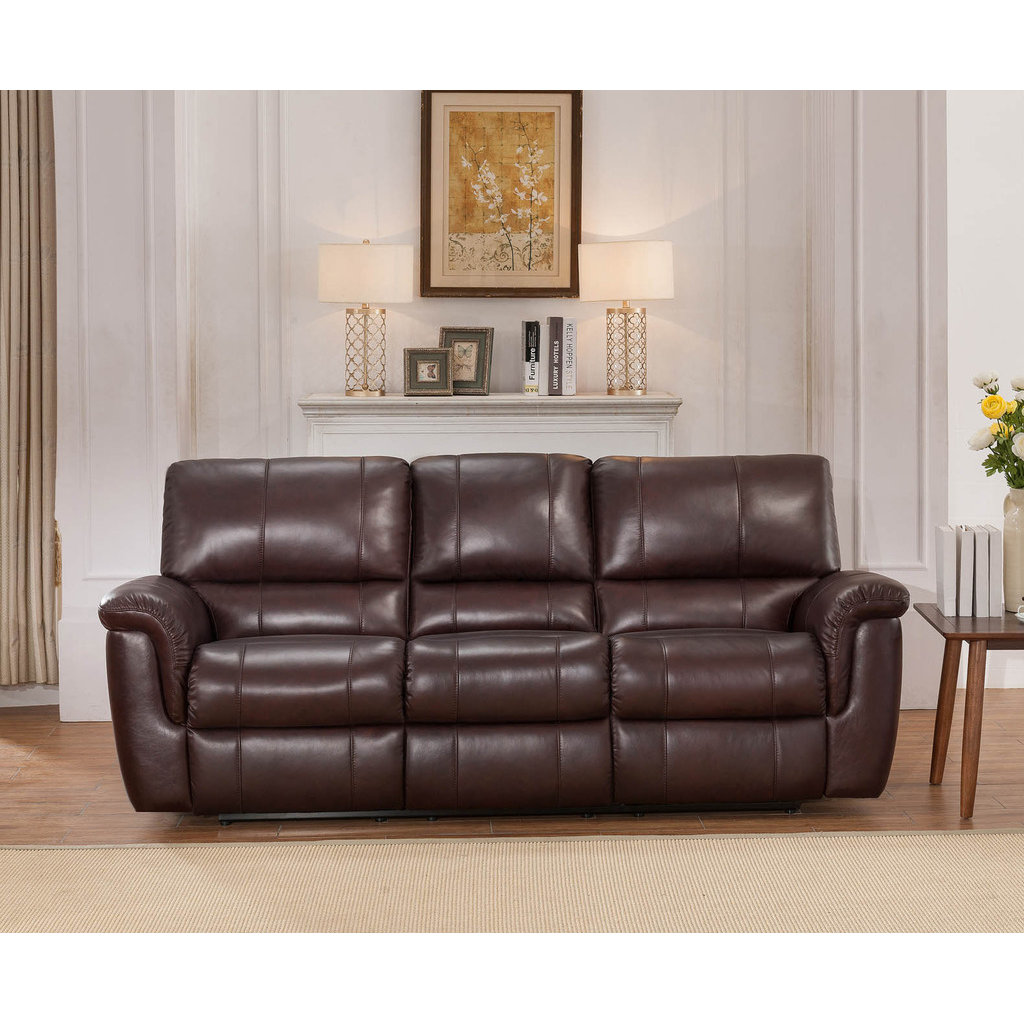 Darby Home Co Ayler 2 Piece Brown Leather Reclining Living ...