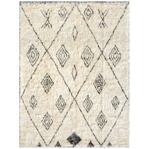 Moroccan Hand-Knotted Ivory Area Rug