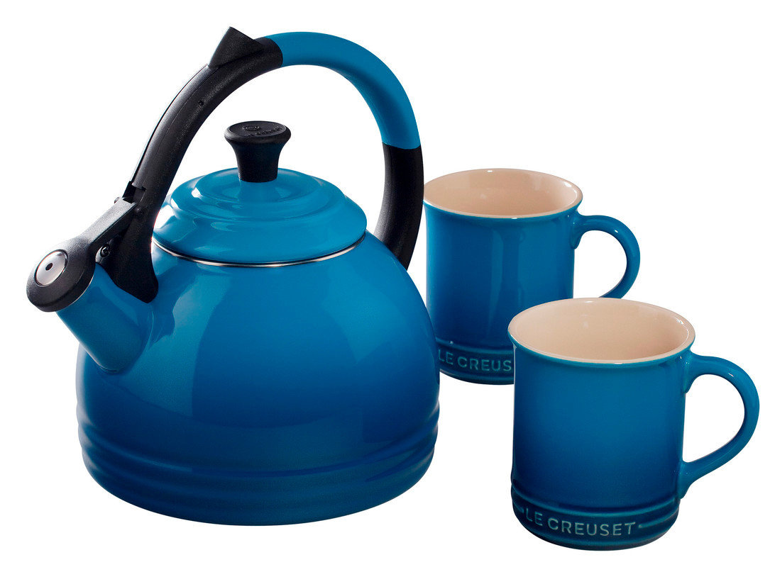 Le Creuset Enamel On Steel 3 Piece 1.7 Qt. Peruh Tea Kettle & Mug Set