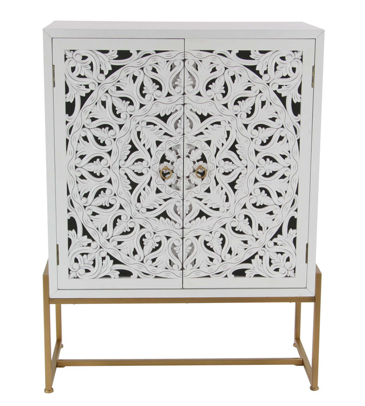 Bungalow Rose Springhill Traditional Carved Wooden 2 Door ...
