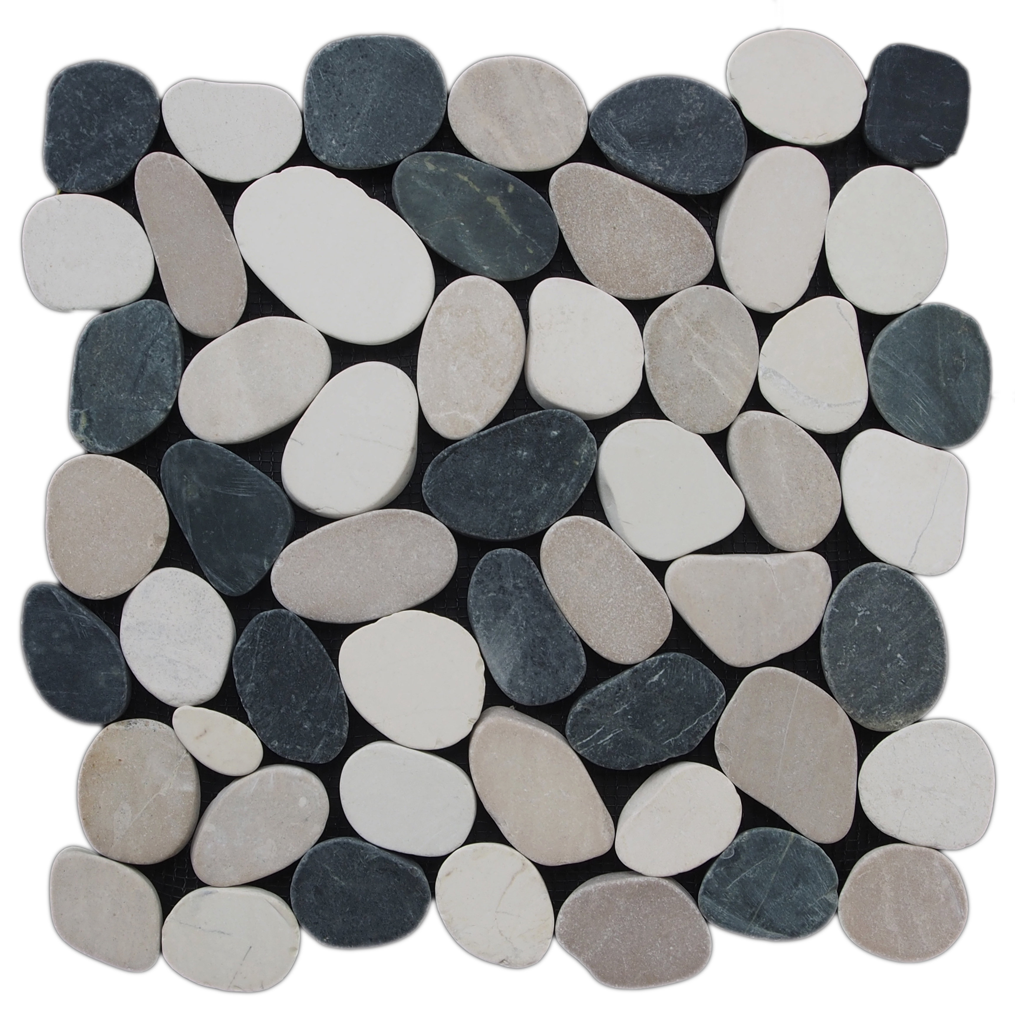 Pebble Tile 12 X Natural Stone In Black White Pebble Tile 12 X Natural Stone In Black White Reviews Wayfair