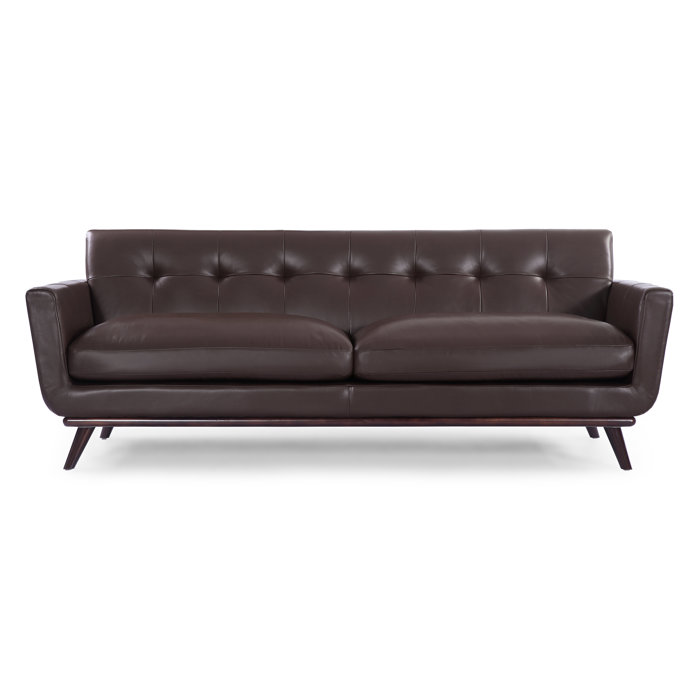 Corrigan Studio Luther Mid Century Modern Vintage Leather Sofa Luther Mid Century Modern Vintage Leather Sofa