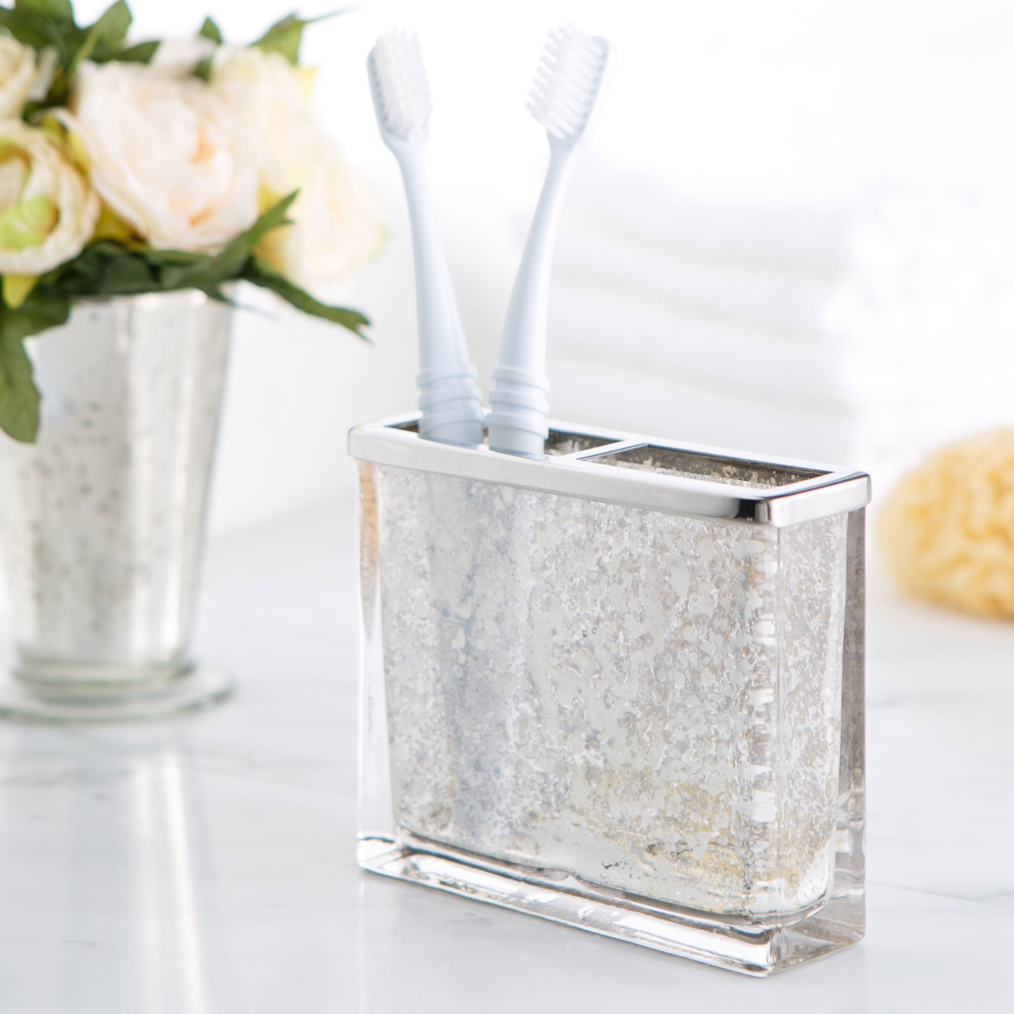 Birch Lane™ Mercury Glass Vanity Toothbrush Holder & Reviews | Wayfair