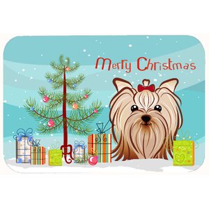 Christmas Tree and Yorkie Yorkshire Terrier Kitchen/Bath Mat