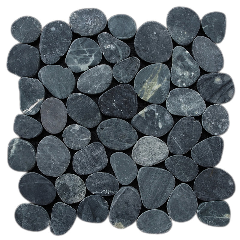 Pebble Tile Sliced Random Sized Natural Stone In Sliced Pebble Random Sized Natural Stone Tile In Black