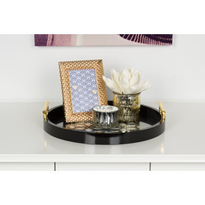 Caspen Round Cut Out Pattern Serving Tray with Metal Handles