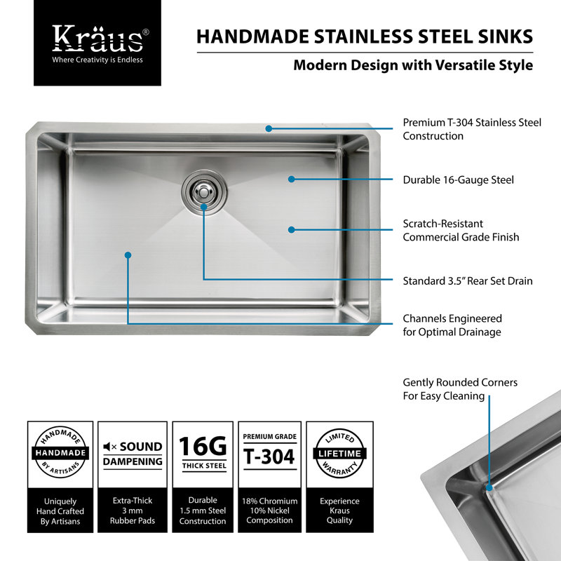 Kraus 30" x 18" Undermount Kitchen Sink with Faucet and Soap Dispenser