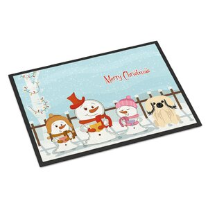 Merry Christmas Carolers Pekingnese Doormat