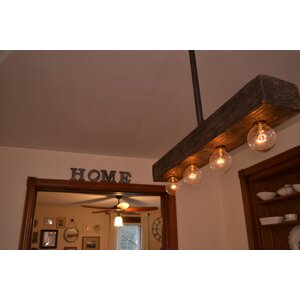 Recessed Wood Beam 4-Light Kitchen Island Pendant