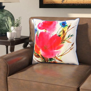Uri Botanical Mix Watercolor Floral Indoor/Outdoor Throw Pillow