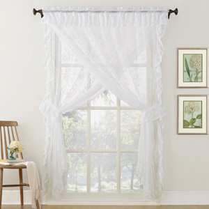 Alison Nature / Floral Sheer Rod Pocket Curtain Panels