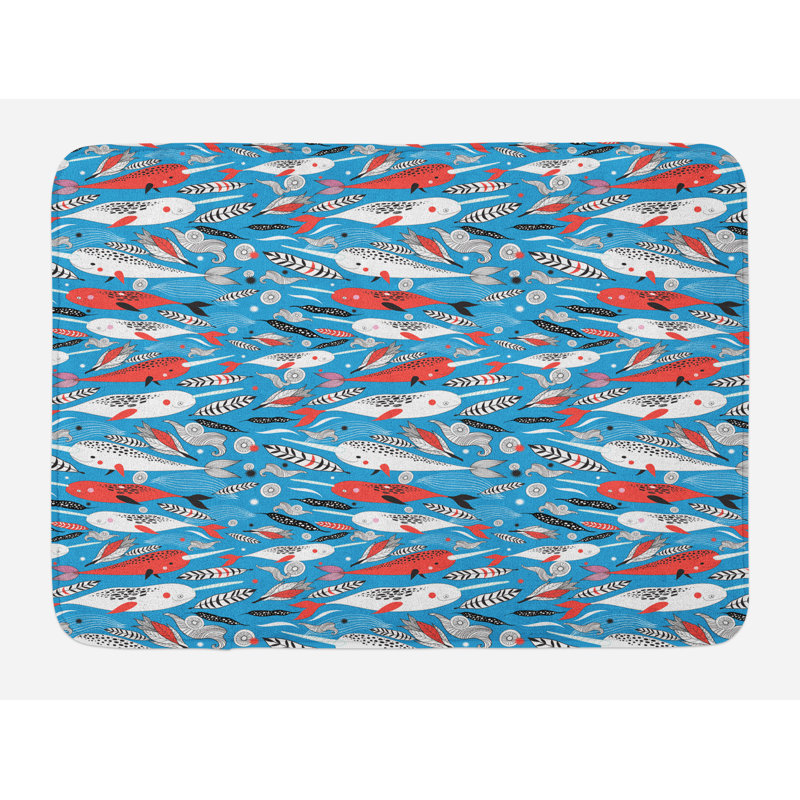 East Urban Home Ambesonne Narwhal Bath Mat By Underwater Life