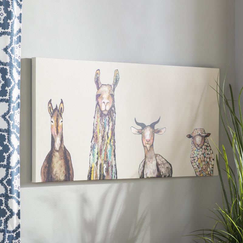 Mercury Row Donkey Llama Goat Sheep Acrylic Painting